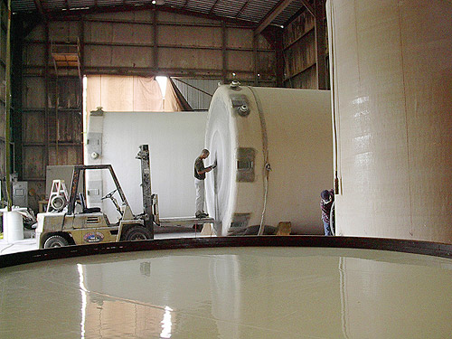 Multiple 12' Diameter PP/FRP Tank Fabrication In Process